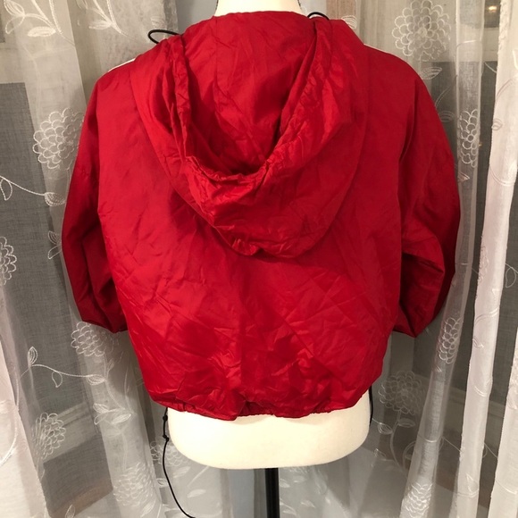 Garage  red windbreaker striped sleeves SZ L - Picture 4 of 14